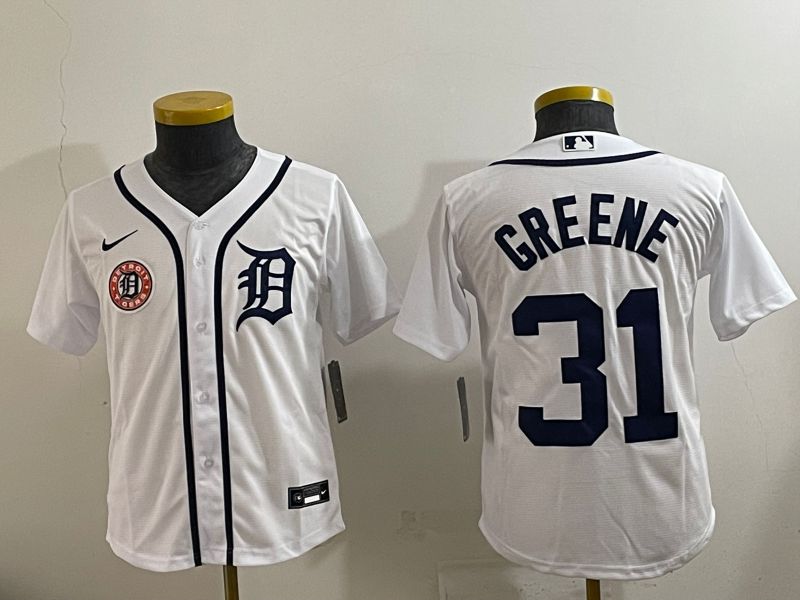 Youth 2025 Detroit Tigers #31 Greene White Game Nike MLB Jersey style 6->youth mlb jersey->Youth Jersey